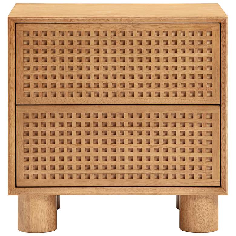 Image 6 TOV Miles 22" Wide Natural Wood Modern 2-Drawer Nightstand more views