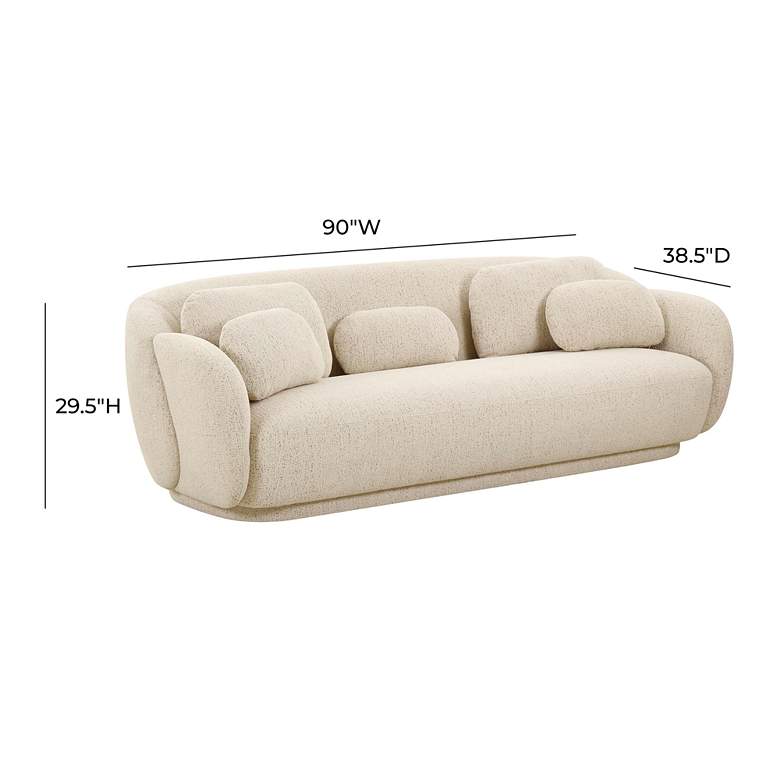 Image 6 TOV Misty 90" Wide Cream Boucle Fabric Modern Sofa more views
