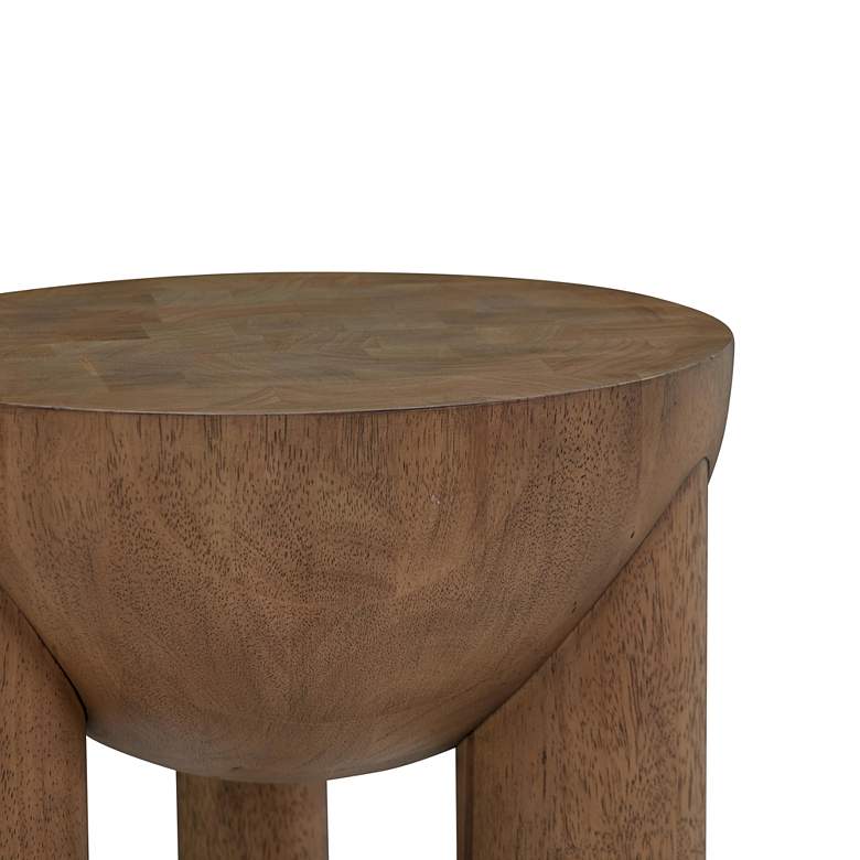 Image 3 TOV Morse 14" Wide Cognac Brown Finish Round Wood Accent Table more views