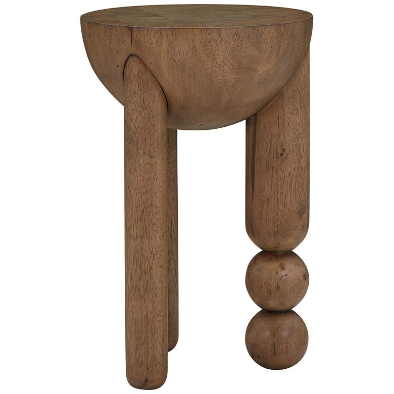 Image 7 TOV Morse 14" Wide Cognac Brown Finish Round Wood Accent Table more views