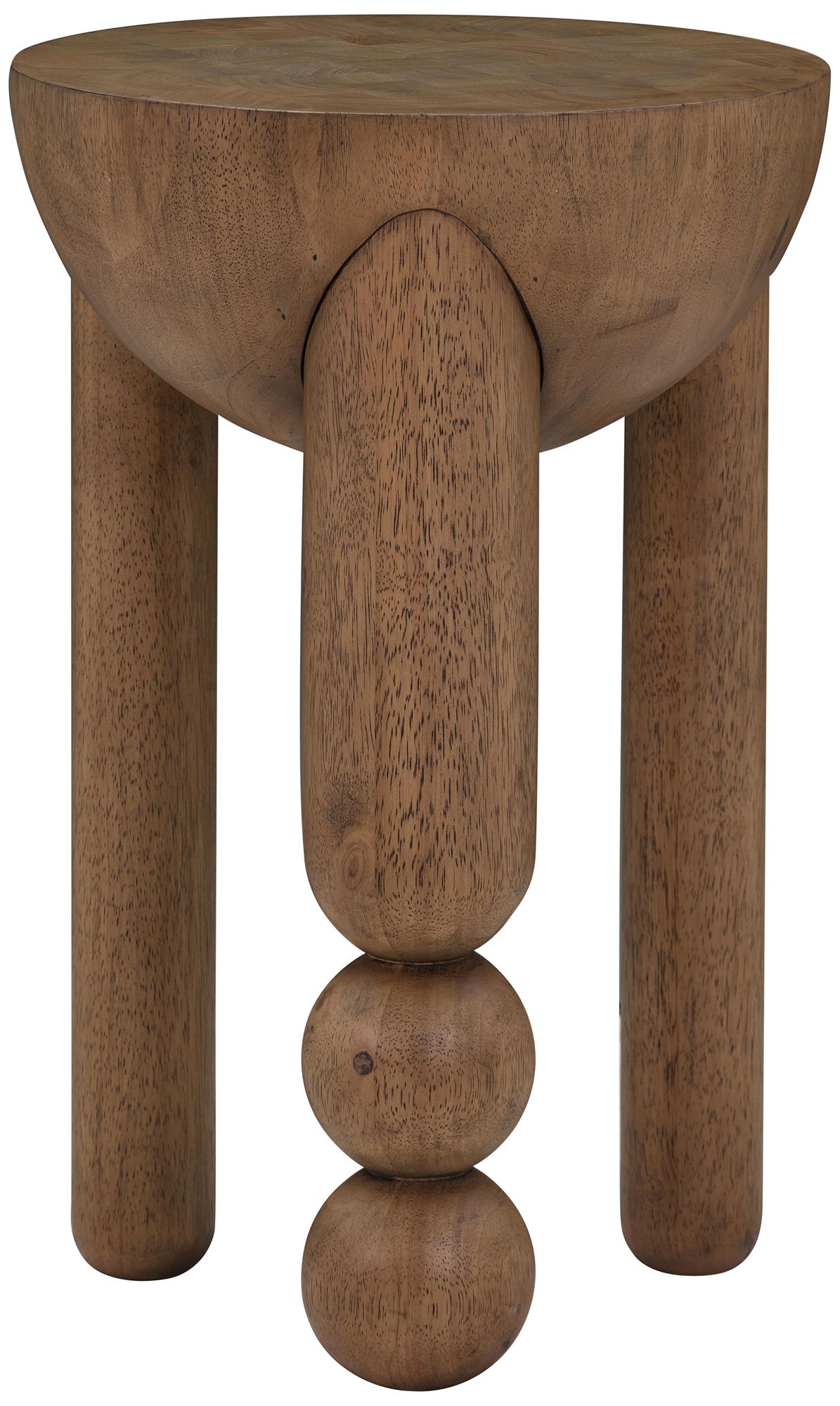 TOV Morse 14" Wide Cognac Brown Finish Round Wood Accent Table