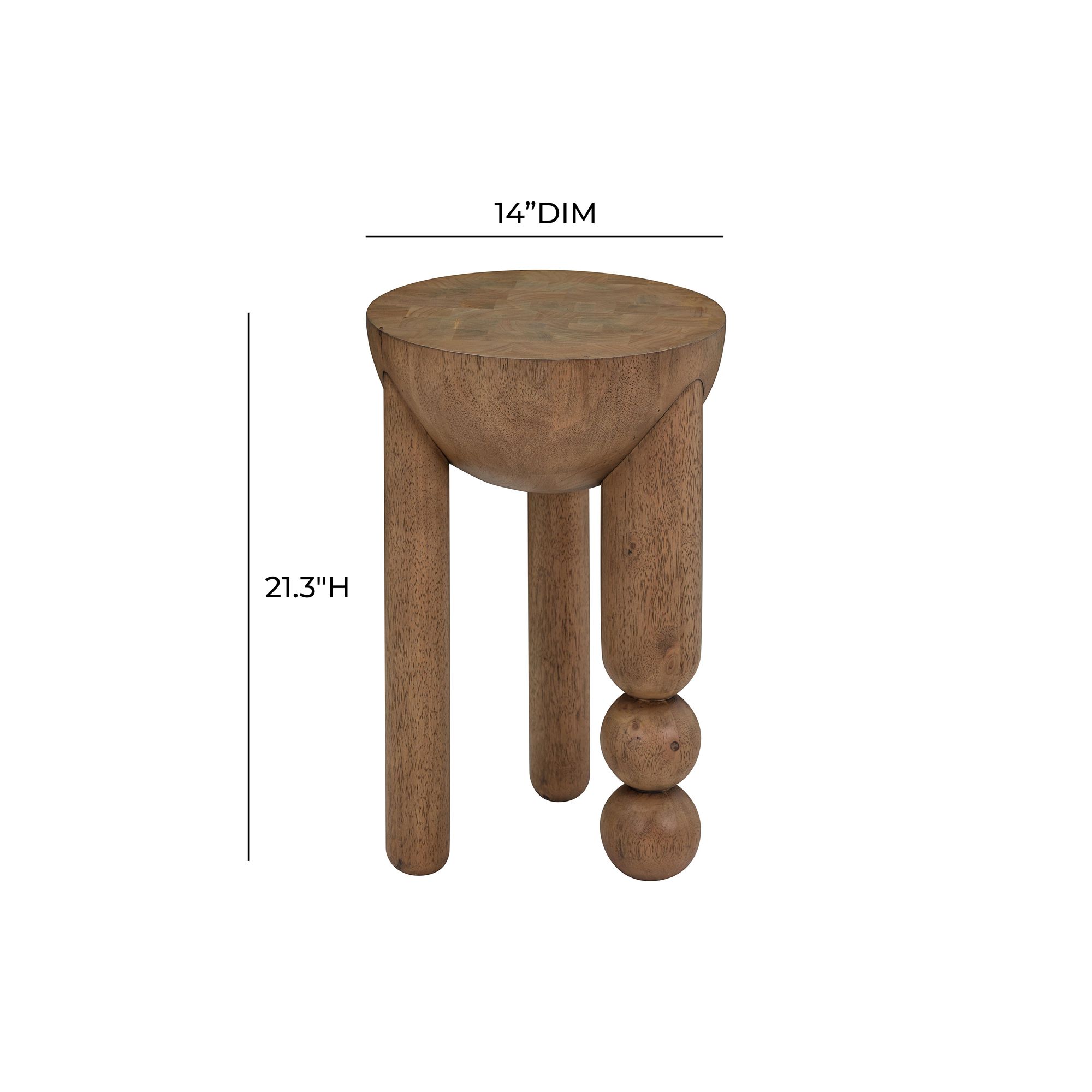 TOV Morse 14" Wide Cognac Brown Finish Round Wood Accent Table