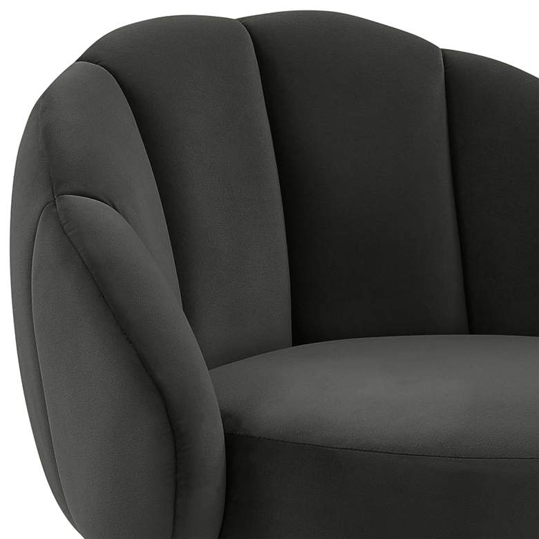 Image 3 TOV Myla 23" Wide Black Velvet Modern Swivel Bar Stool more views