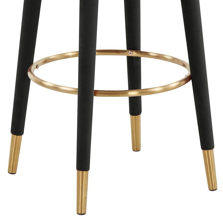 Image 5 TOV Myla 23" Wide Black Velvet Modern Swivel Bar Stool more views