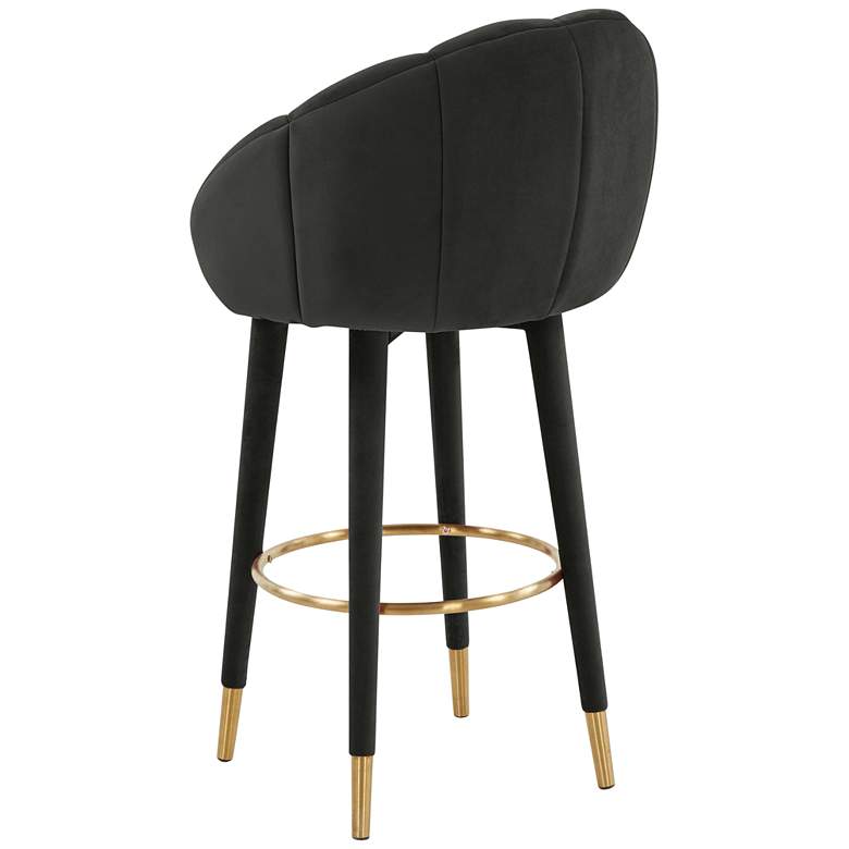 Image 7 TOV Myla 23" Wide Black Velvet Modern Swivel Bar Stool more views