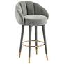 2_TOV Myla 23" Wide Modern Light Gray Velvet Swivel Bar Stool