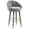 TOV Myla 23" Wide Modern Light Gray Velvet Swivel Bar Stool