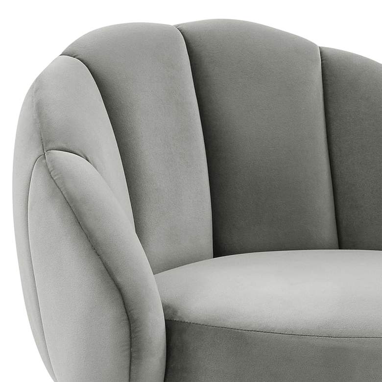 Image 3 TOV Myla 23" Wide Modern Light Gray Velvet Swivel Bar Stool more views