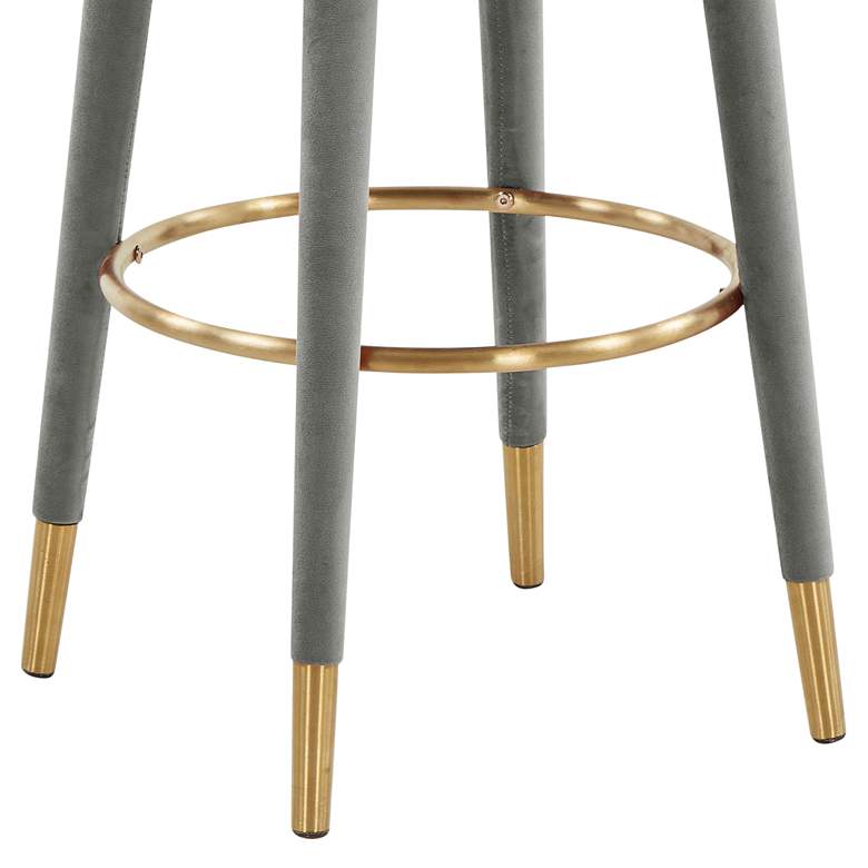 Image 5 TOV Myla 23" Wide Modern Light Gray Velvet Swivel Bar Stool more views
