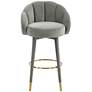 6_TOV Myla 23" Wide Modern Light Gray Velvet Swivel Bar Stool more views