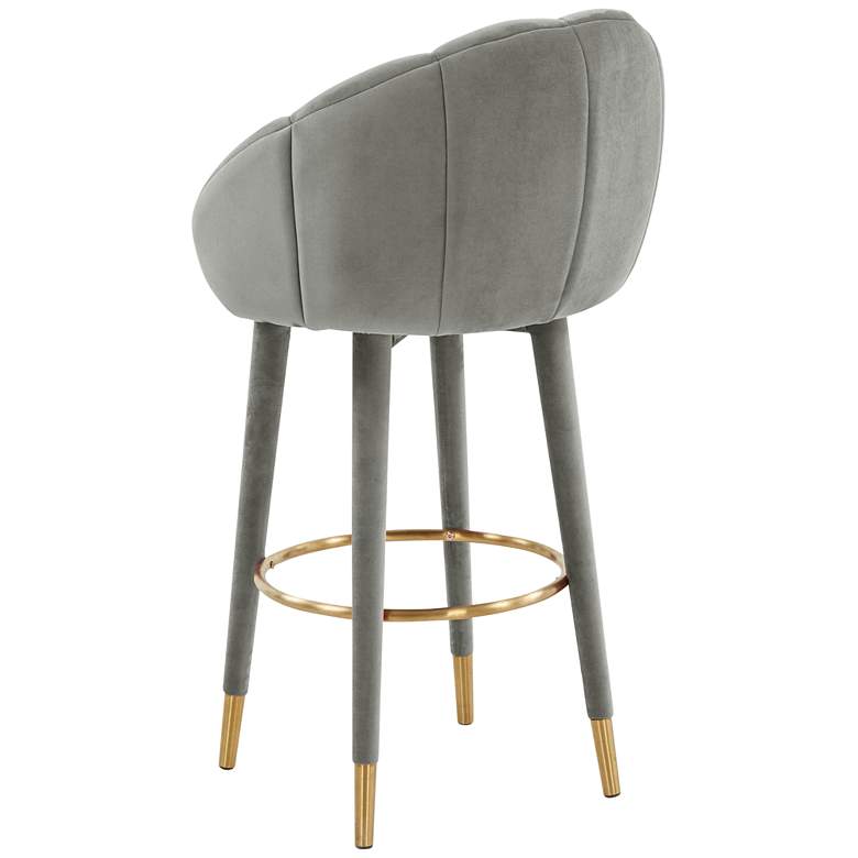 Image 7 TOV Myla 23" Wide Modern Light Gray Velvet Swivel Bar Stool more views