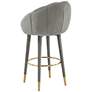 7_TOV Myla 23" Wide Modern Light Gray Velvet Swivel Bar Stool more views