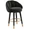 TOV Myla 26 1/2" Black Velvet Swivel Counter Stool