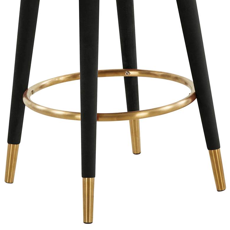 Image 5 TOV Myla 26 1/2" Black Velvet Swivel Counter Stool more views