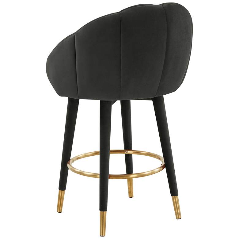 Image 7 TOV Myla 26 1/2" Black Velvet Swivel Counter Stool more views