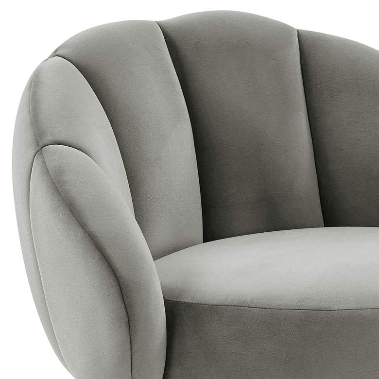 Image 3 TOV Myla 26 1/2" Modern Light Gray Velvet Swivel Counter Stool more views