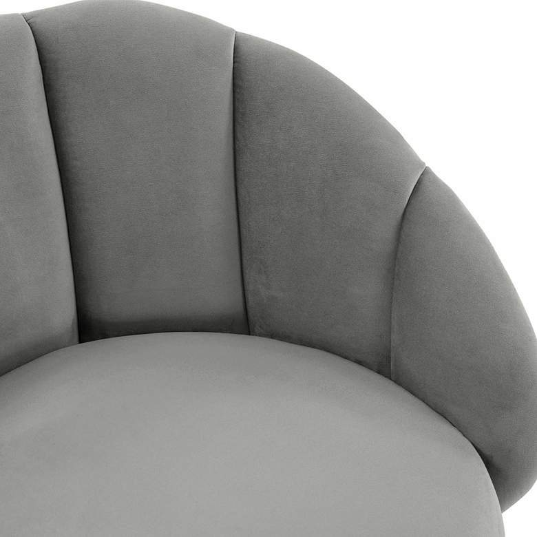 Image 4 TOV Myla 26 1/2" Modern Light Gray Velvet Swivel Counter Stool more views