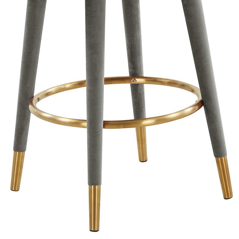 Image 5 TOV Myla 26 1/2" Modern Light Gray Velvet Swivel Counter Stool more views