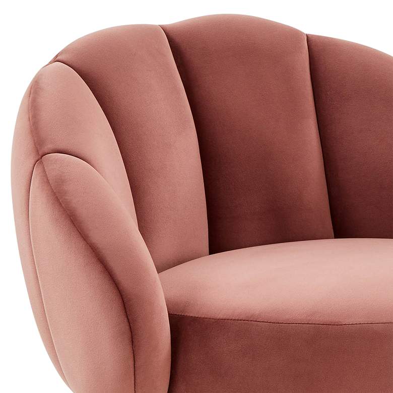 Image 3 TOV Myla 26 1/2" Salmon Pink Velvet Modern Swivel Counter Stool more views