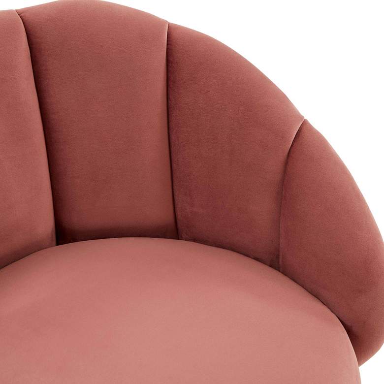 Image 4 TOV Myla 26 1/2" Salmon Pink Velvet Modern Swivel Counter Stool more views
