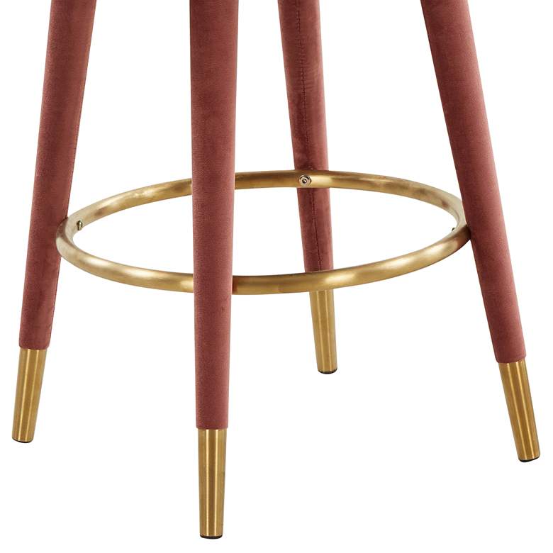 Image 5 TOV Myla 26 1/2" Salmon Pink Velvet Modern Swivel Counter Stool more views
