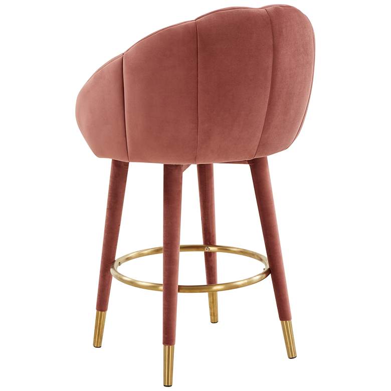 Image 7 TOV Myla 26 1/2" Salmon Pink Velvet Modern Swivel Counter Stool more views