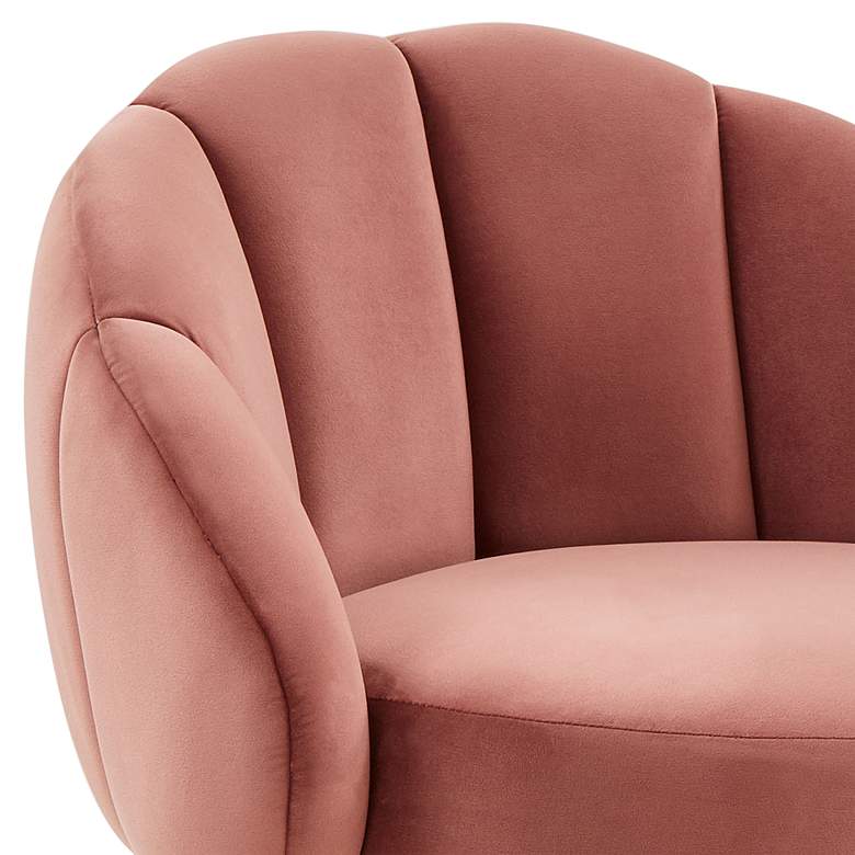 Image 3 TOV Myla 39 1/2" Salmon Pink Velvet Modern Swivel Bar Stool more views