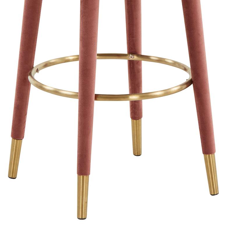 Image 5 TOV Myla 39 1/2" Salmon Pink Velvet Modern Swivel Bar Stool more views