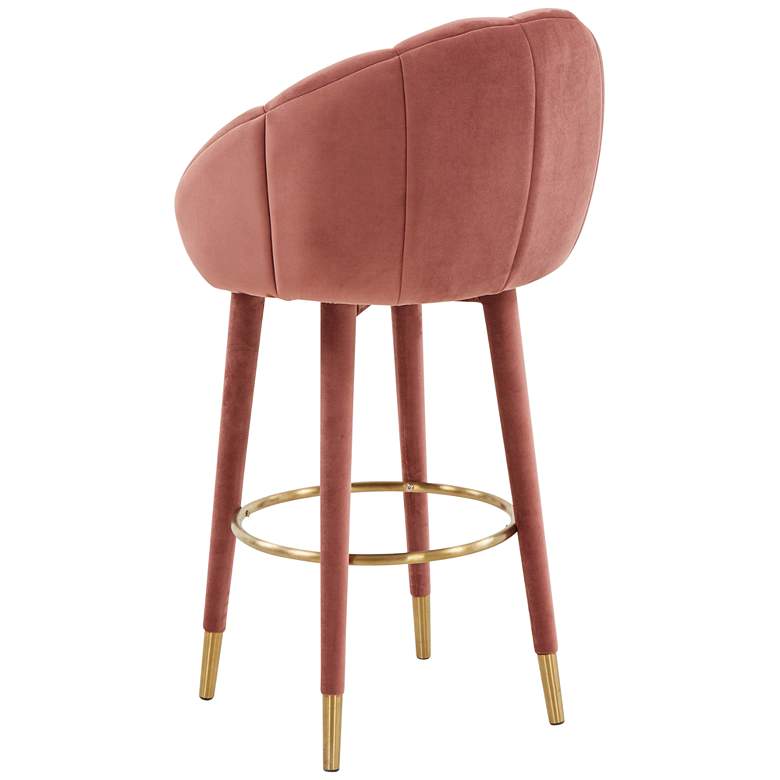 Image 7 TOV Myla 39 1/2" Salmon Pink Velvet Modern Swivel Bar Stool more views