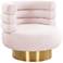 TOV Naomi 32" Wide Luxe Blush Pink Velvet Modern Swivel Chair