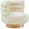 TOV Naomi 32" Wide Luxe Cream Faux Shearling Modern Swivel Chair