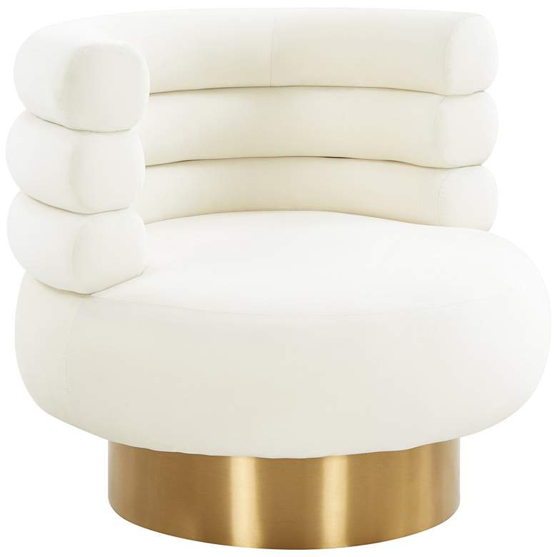 Image 2 TOV Naomi 32" Wide Luxe White Cream Velvet Modern Swivel Chair