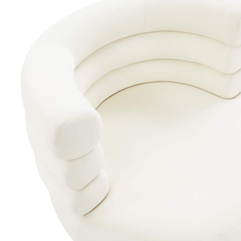 Image 5 TOV Naomi 32" Wide Luxe White Cream Velvet Modern Swivel Chair more views