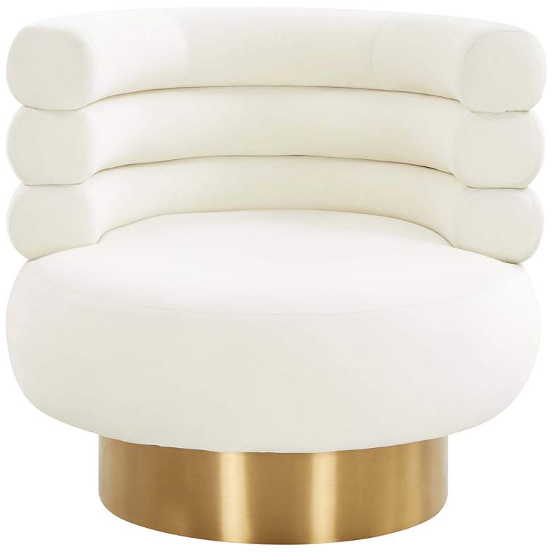 Image 6 TOV Naomi 32" Wide Luxe White Cream Velvet Modern Swivel Chair more views