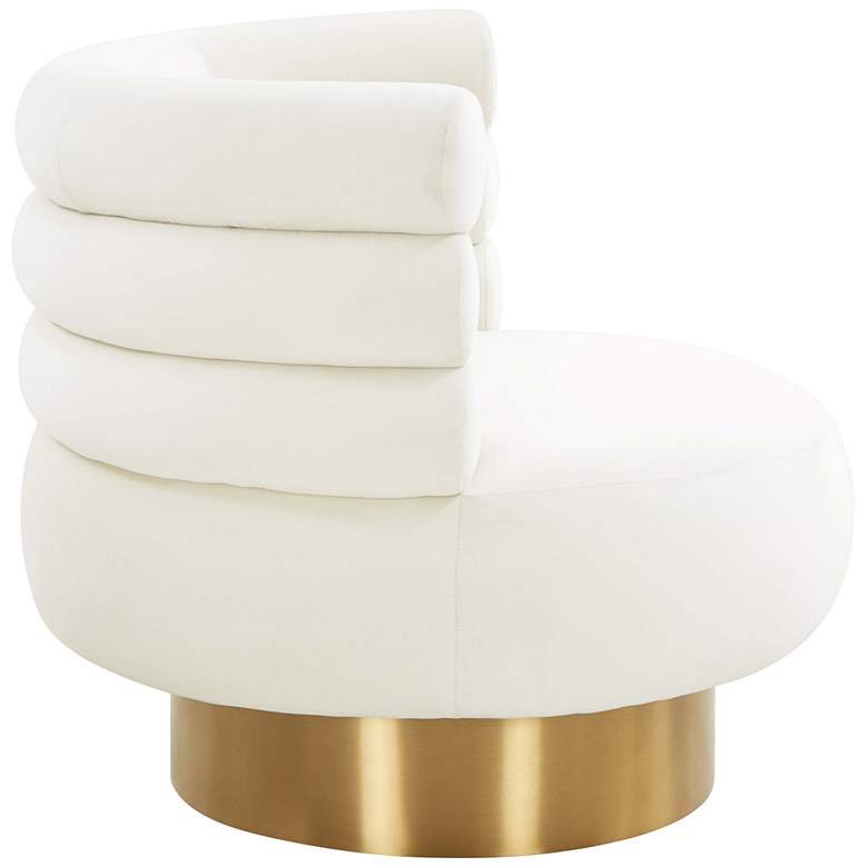 Image 7 TOV Naomi 32" Wide Luxe White Cream Velvet Modern Swivel Chair more views