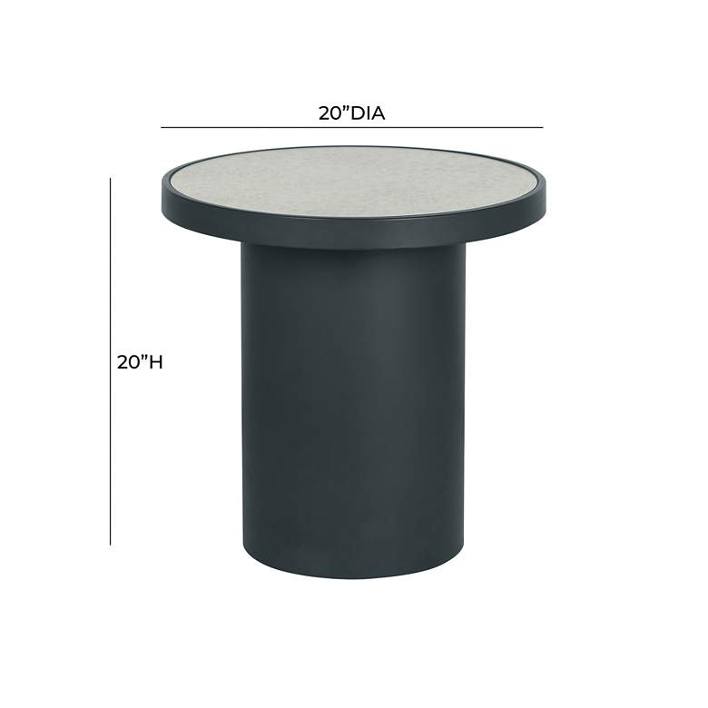 Image 5 TOV Nautilus 20" Wide Antique Silver Mirrored Modern Round Side Table more views