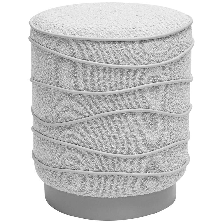 Image 1 TOV Nero 14 1/2" Wide Gray Boucle Fabric Round Modern Ottoman