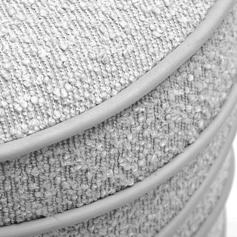 Image 2 TOV Nero 14 1/2" Wide Gray Boucle Fabric Round Modern Ottoman more views