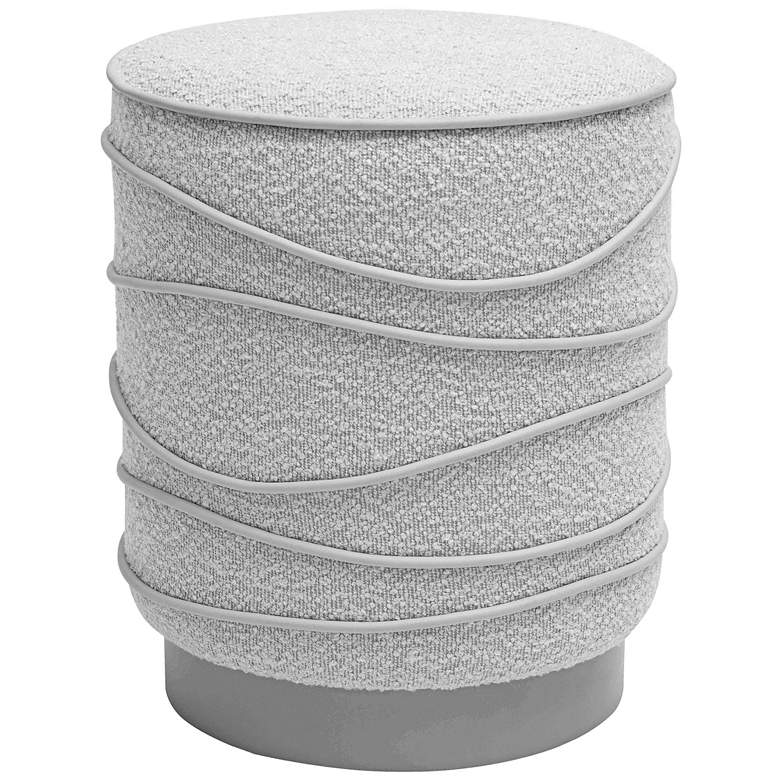 Image 3 TOV Nero 14 1/2" Wide Gray Boucle Fabric Round Modern Ottoman more views