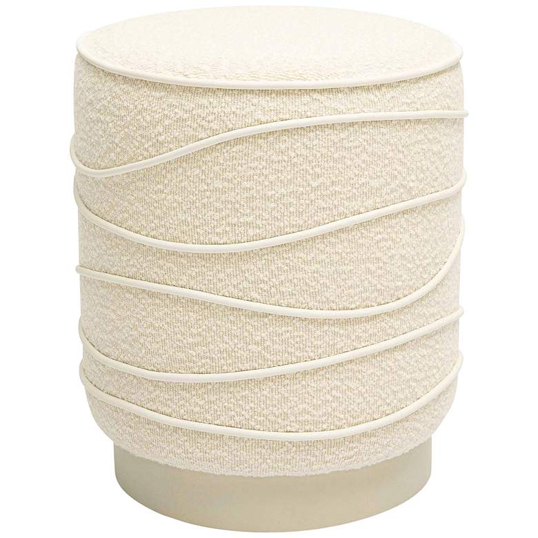 Image 1 TOV Nero 14 1/2" Wide Modern Cream Boucle Fabric Round Ottoman