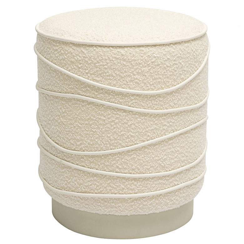Image 3 TOV Nero 14 1/2" Wide Modern Cream Boucle Fabric Round Ottoman more views