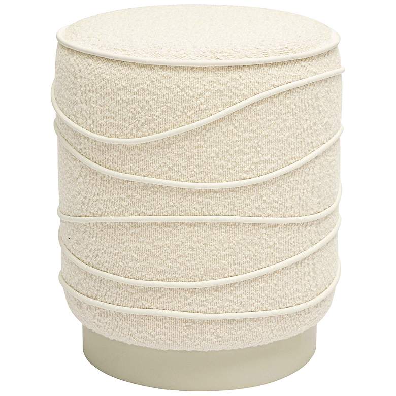 Image 4 TOV Nero 14 1/2" Wide Modern Cream Boucle Fabric Round Ottoman more views