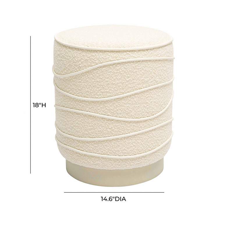 Image 5 TOV Nero 14 1/2" Wide Modern Cream Boucle Fabric Round Ottoman more views