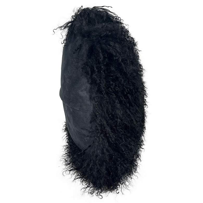Image 3 TOV New Zealand Black Sheepskin 16" Round Decorative Pillow more views