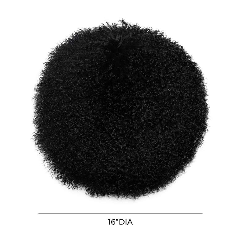 Image 6 TOV New Zealand Black Sheepskin 16" Round Decorative Pillow more views