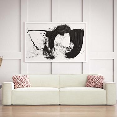 TOV Olafur 96 1/2" Wide White Cream Linen Modern 2-Seater Sofa