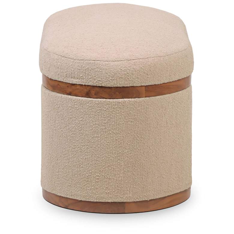 Image 2 TOV Olivier 41" Wide Ivory Boucle Fabric Oval Storage Ottoman more views