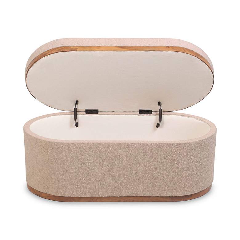 Image 3 TOV Olivier 41" Wide Ivory Boucle Fabric Oval Storage Ottoman more views