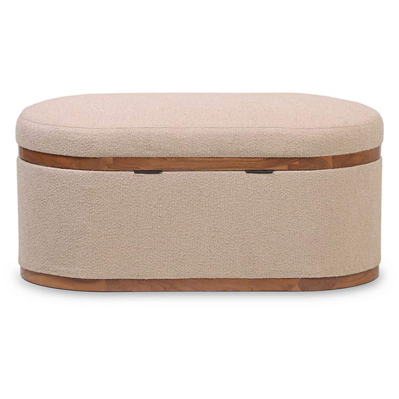Image 4 TOV Olivier 41" Wide Ivory Boucle Fabric Oval Storage Ottoman more views