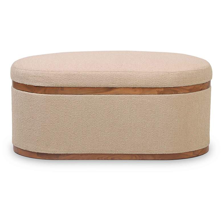 Image 7 TOV Olivier 41" Wide Ivory Boucle Fabric Oval Storage Ottoman more views